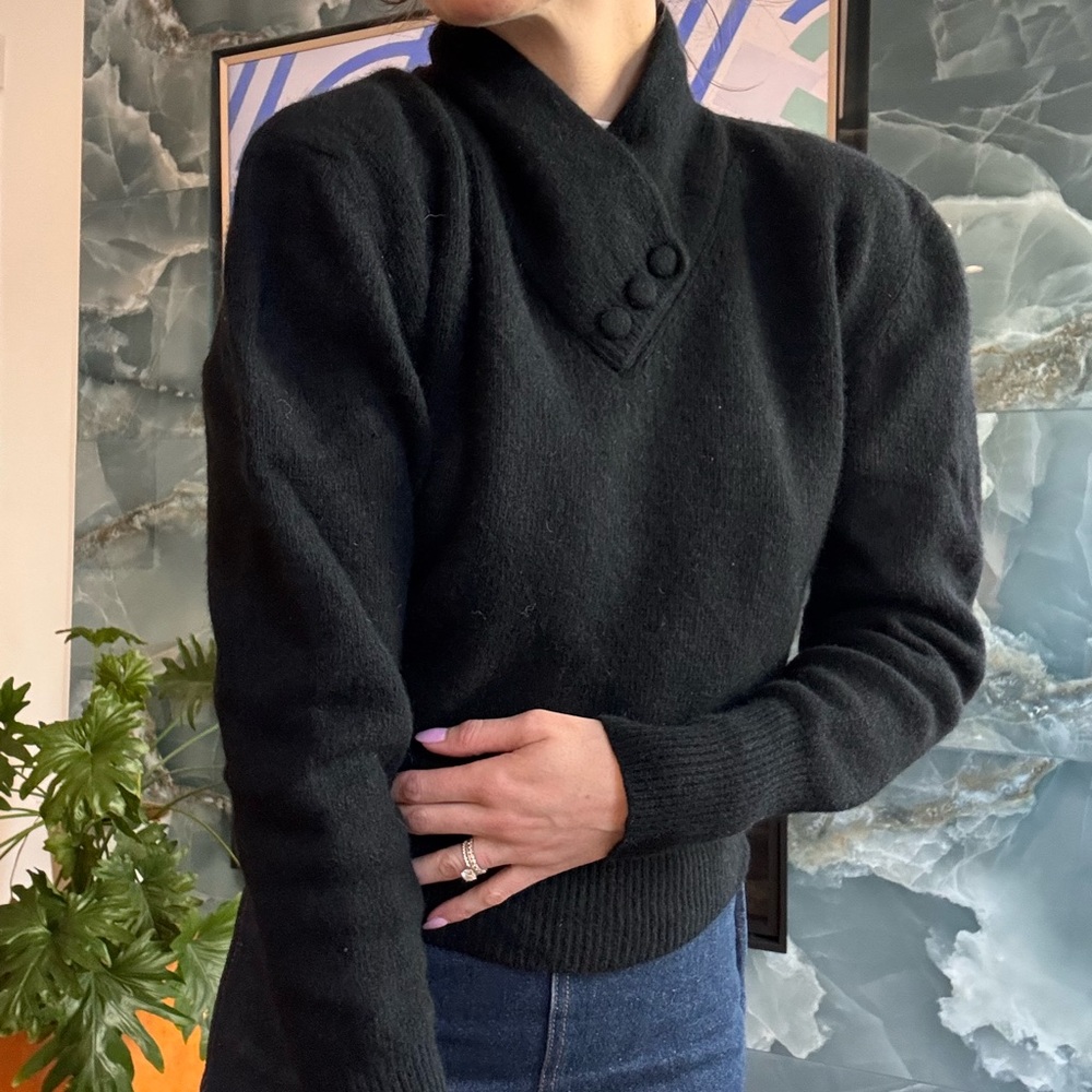 80s Does 40s Black Wool Sweater